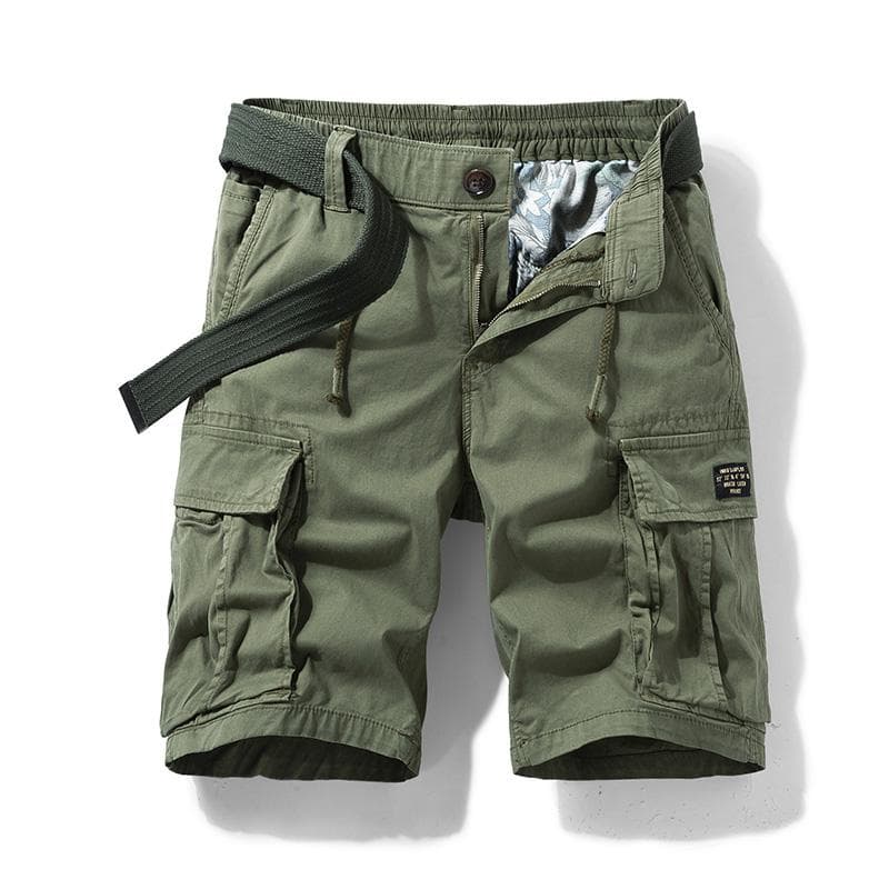 Mens Summer Cotton Army Tactical Cargo Shorts Fashion Khaki Multi-pocket Casual Short Pants Loose Military Shorts Men 29 army green