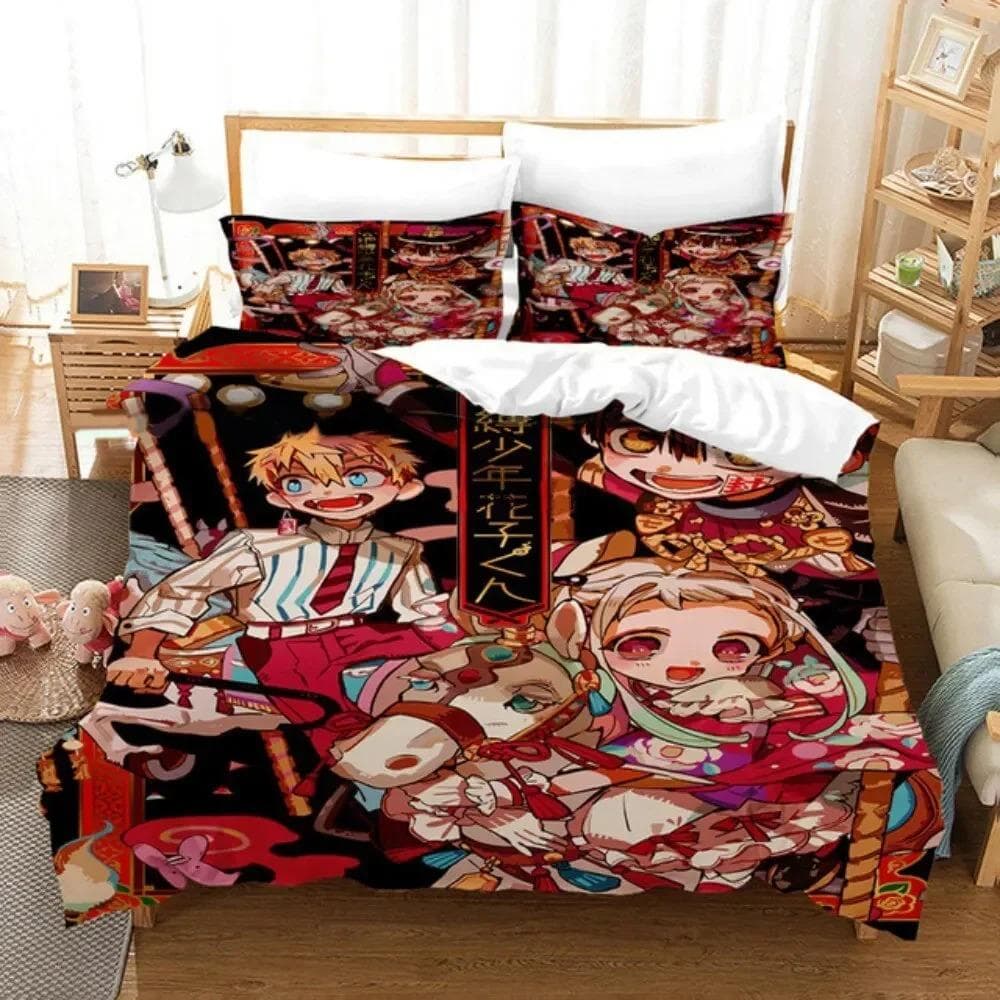 Fashion 3D Printing Anime Toilet-bound Hanako-kun Bedding Set Duvet Cover Sets Comforter Bedding Double Size Adults Kids Gift US Twin 173x218cm