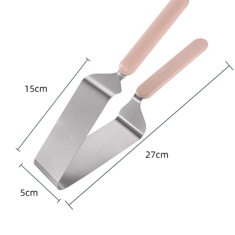 Stainless Steel Cake Slicer Cutter Tongs Cake Server Desserts Pastry Bread Pizza Devider Slicer Metal Pie Knife Cake Lifter Tool pink