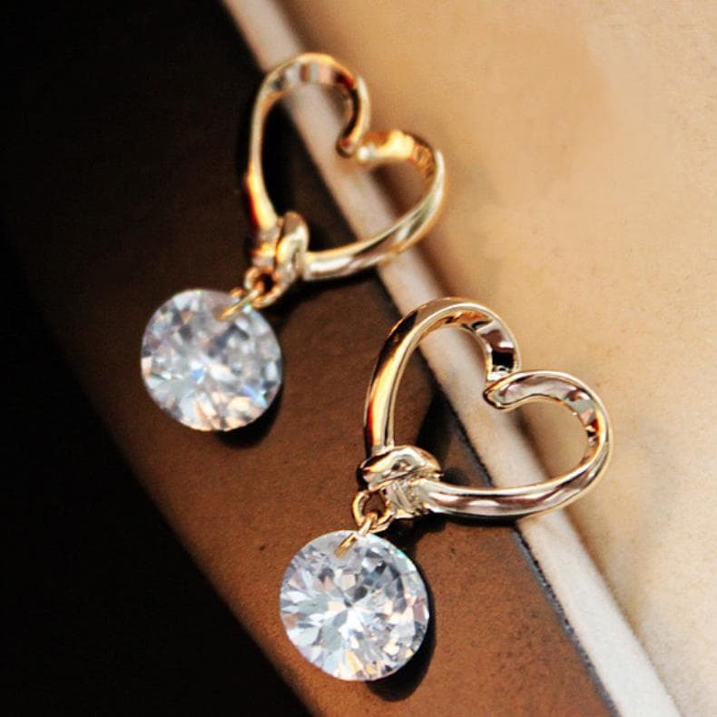 Women Ear Jewelry Heart Shaped Crystal Earrings Eardrop Stud Earring Gifts