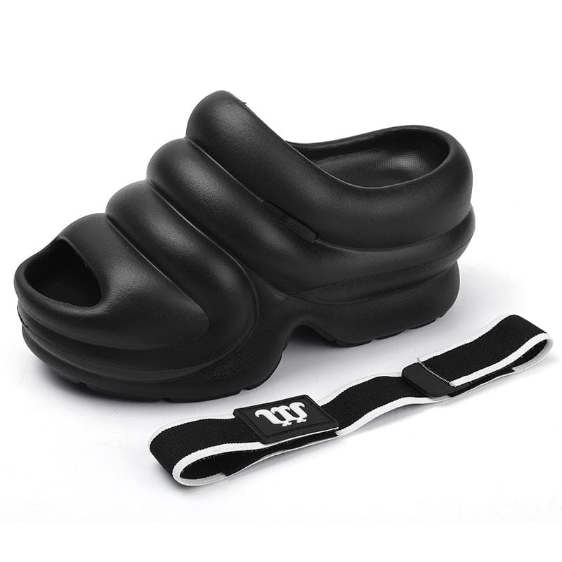 Summer Women Sandals Thick Bottom Women Clogs Soft EVA Dry Wedges Platform Shoes Beach Sandals Home Slippers 35-41 38 black