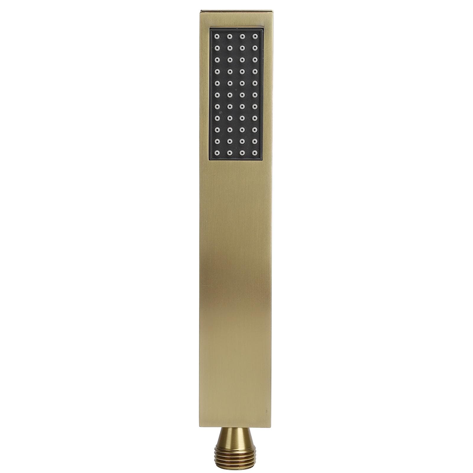 G1/2 Flat Square Shape Shower Head HandHeld Full Copper Shower Sprayer for Bathroom(Matte Black ) gold