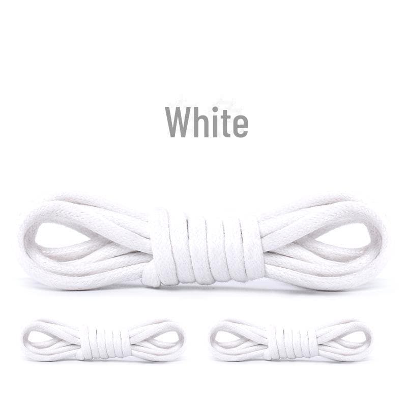 Men's Waxed Round Leather Shoelaces - Wild Elephant, Black/Brown/Coffee, Thick/Thin, Brogue. 100cm white