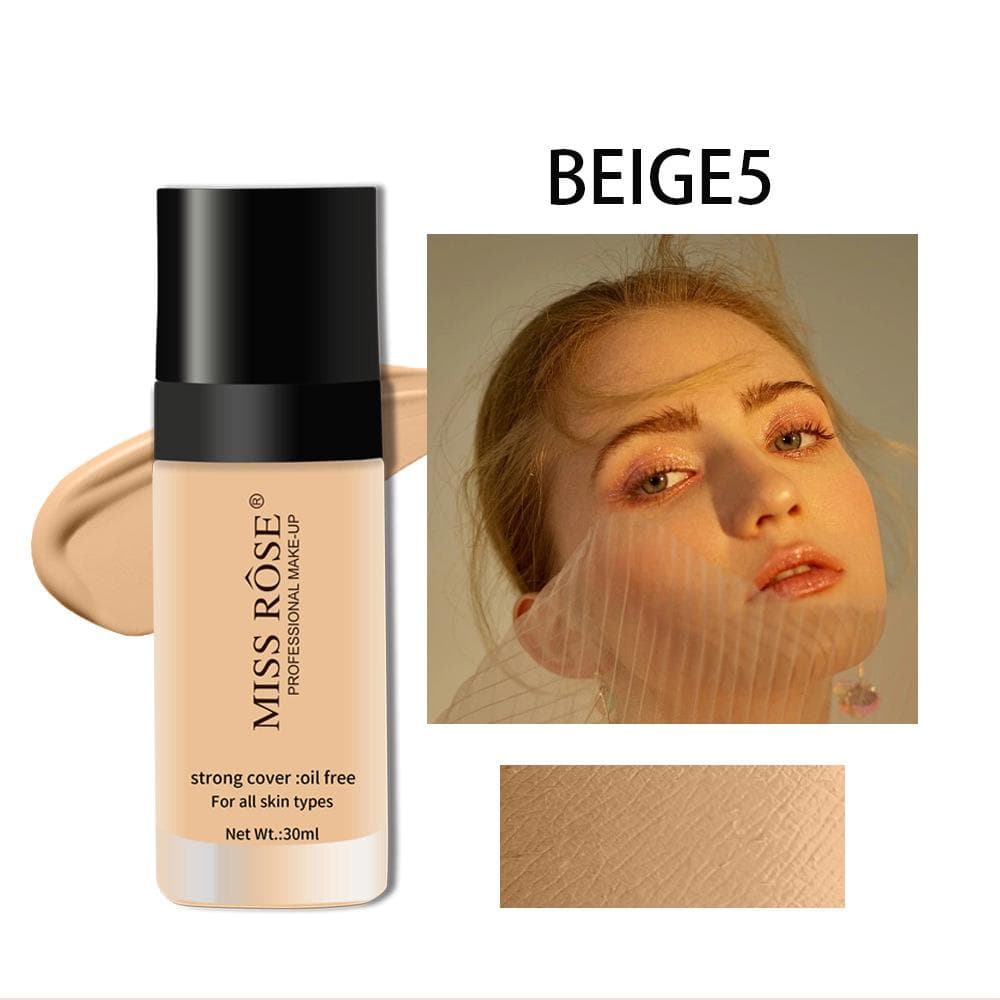 MISS ROSE 30ml/pc Exquisite Girl Concealer Foundation Long Lasting Foundations & Concealers Natural Translucent Glass Bottle Encapsulated Foundation beige5