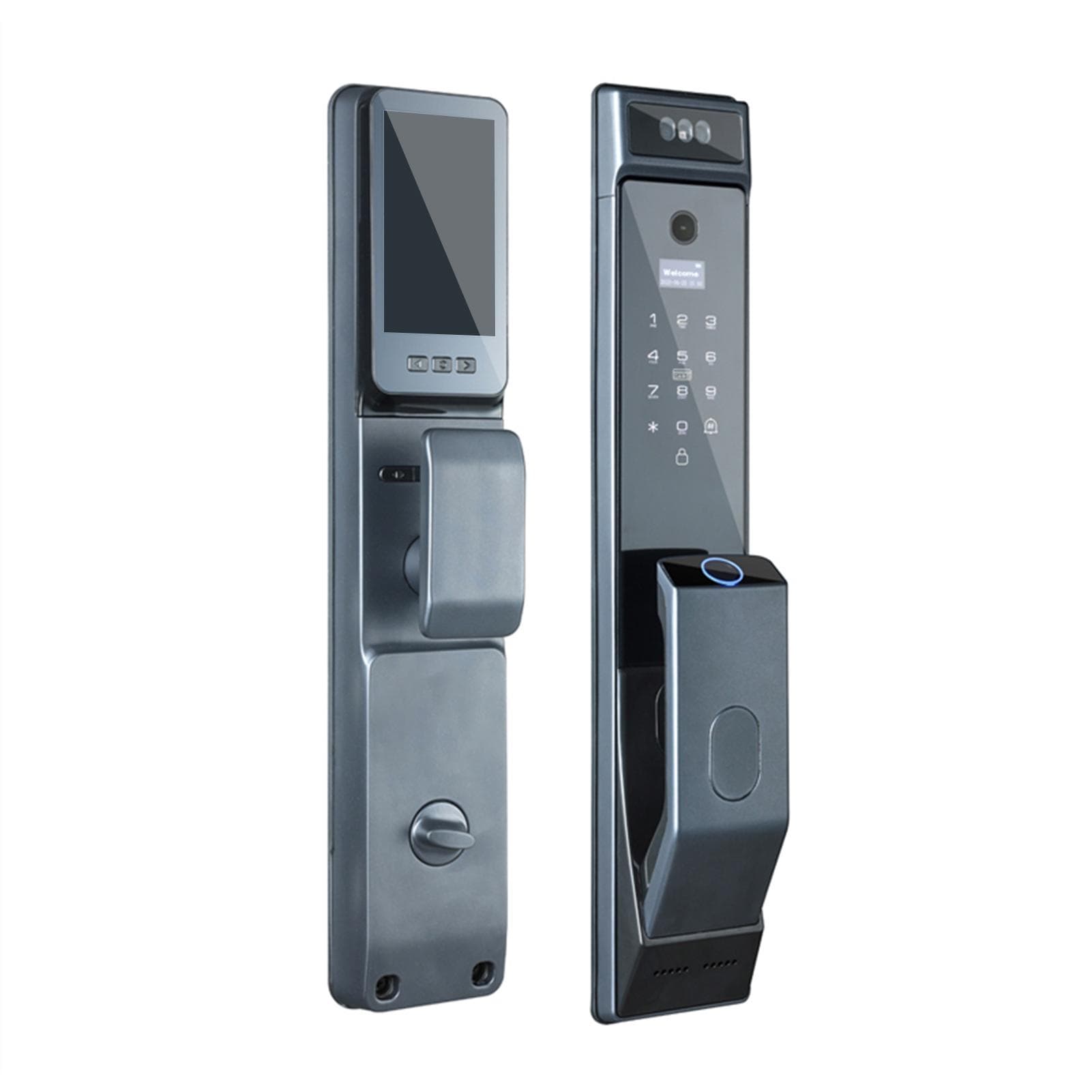WAFU Fingerprint Door Lock Smart Face Recognition APP Unlock 6 Unlocked Ways Locking Unlocking peephole grey