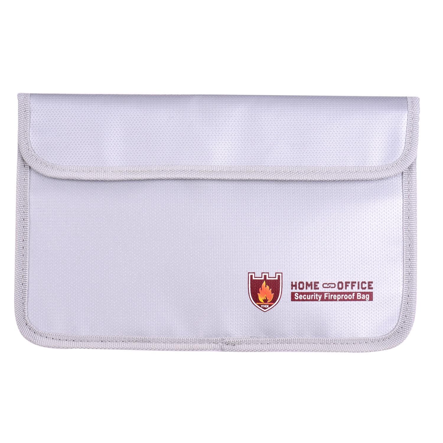 Double Zipper Fireproof Document Bag Pouch Organizer Silicone Coated Fire Water Resistant Safe Horizontal(Small) silver