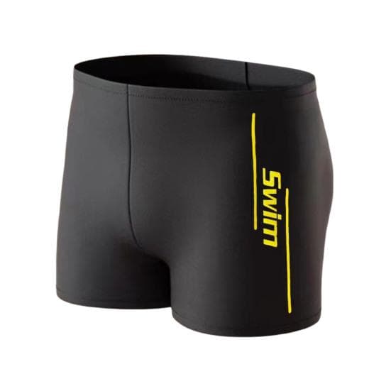 Men's Elastic Swim Trunks Quick-Dry Anti-Embarrassment Beach Shorts U-Shaped Crotch Drawstring Waist Boxer Shorts for Water Sports Surfing L yellow