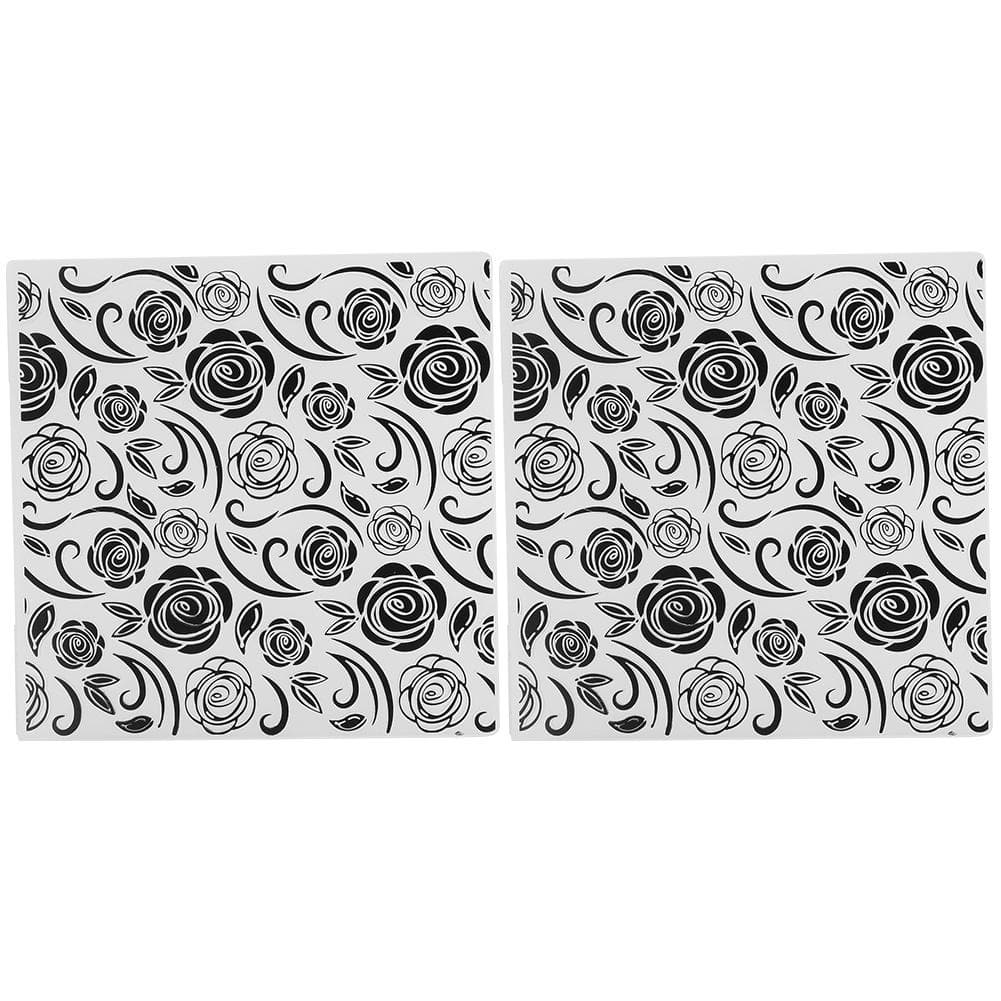 2Pcs EM200 Embossing Folder Rose Pattern DIY Plastic Embossed Template Paper Crafts