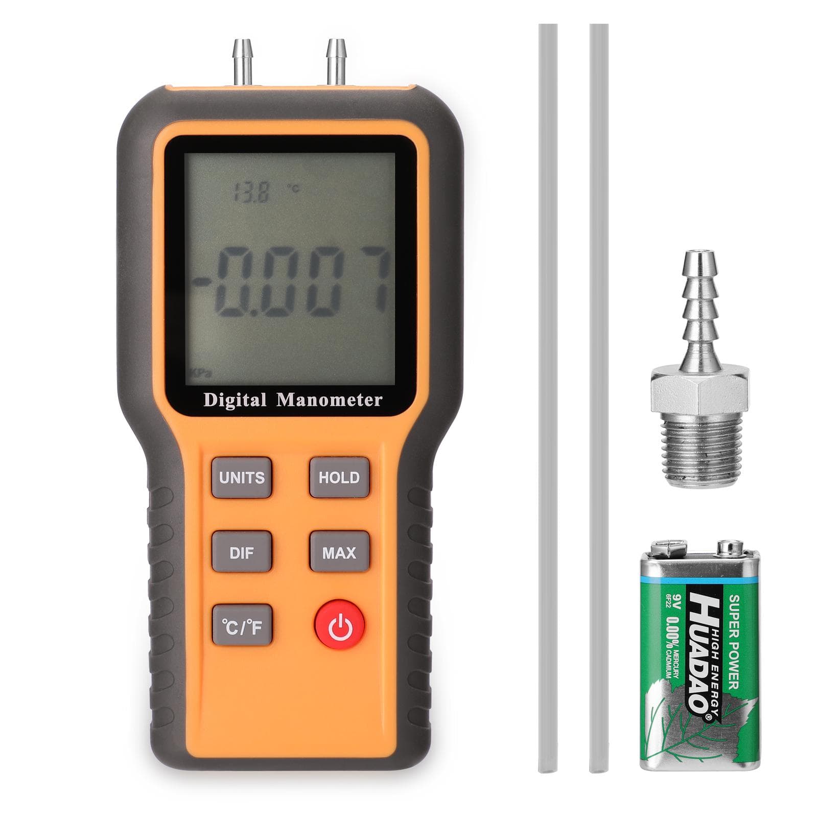 Digital Manometer LCD Display celsius Fahrenheit Switchable 12 Pressure Units Adjustable Indoor Temperature multicolour
