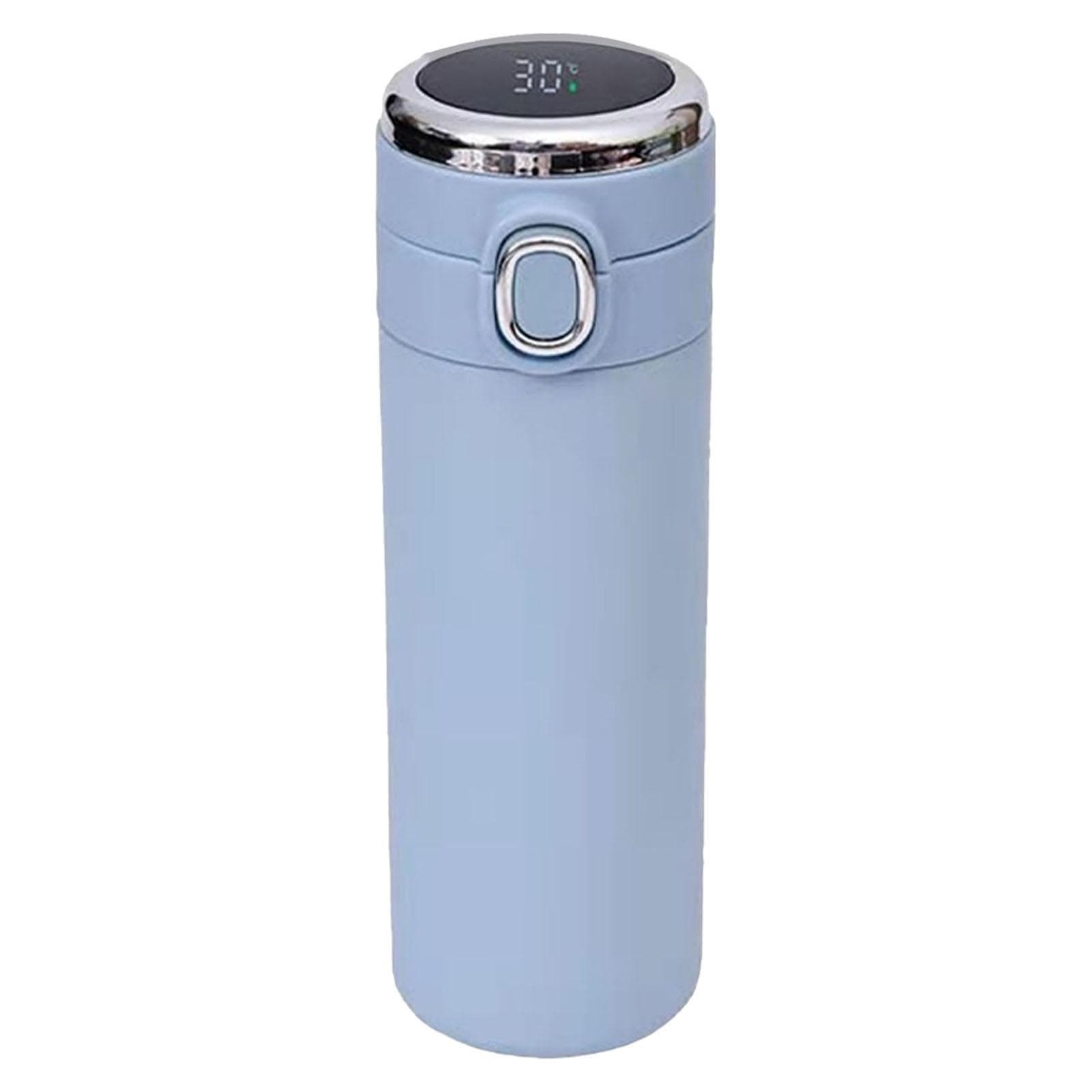 420ml Smart Insulation Cup Double Layer Stainless Steel Thermal Bottle with Temperature Display L blue