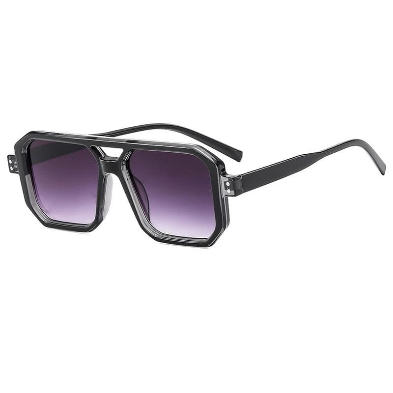 Retro Square Pilot Sunglasses Women Men Vintage Double Bridge Driving Blue Green Shades Light Plastic Sun Glasses