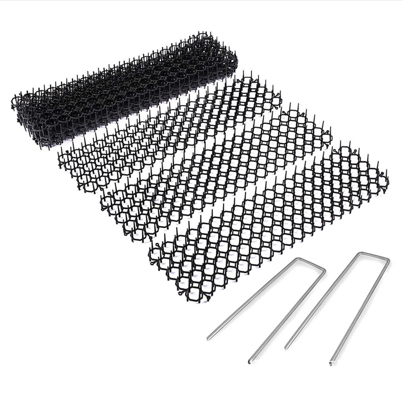10Pcs Repellent Mats + 10Pcs U Shape Nails Garden Prickle Strip Dig Stop Cat Dog Repellent 20Pcs