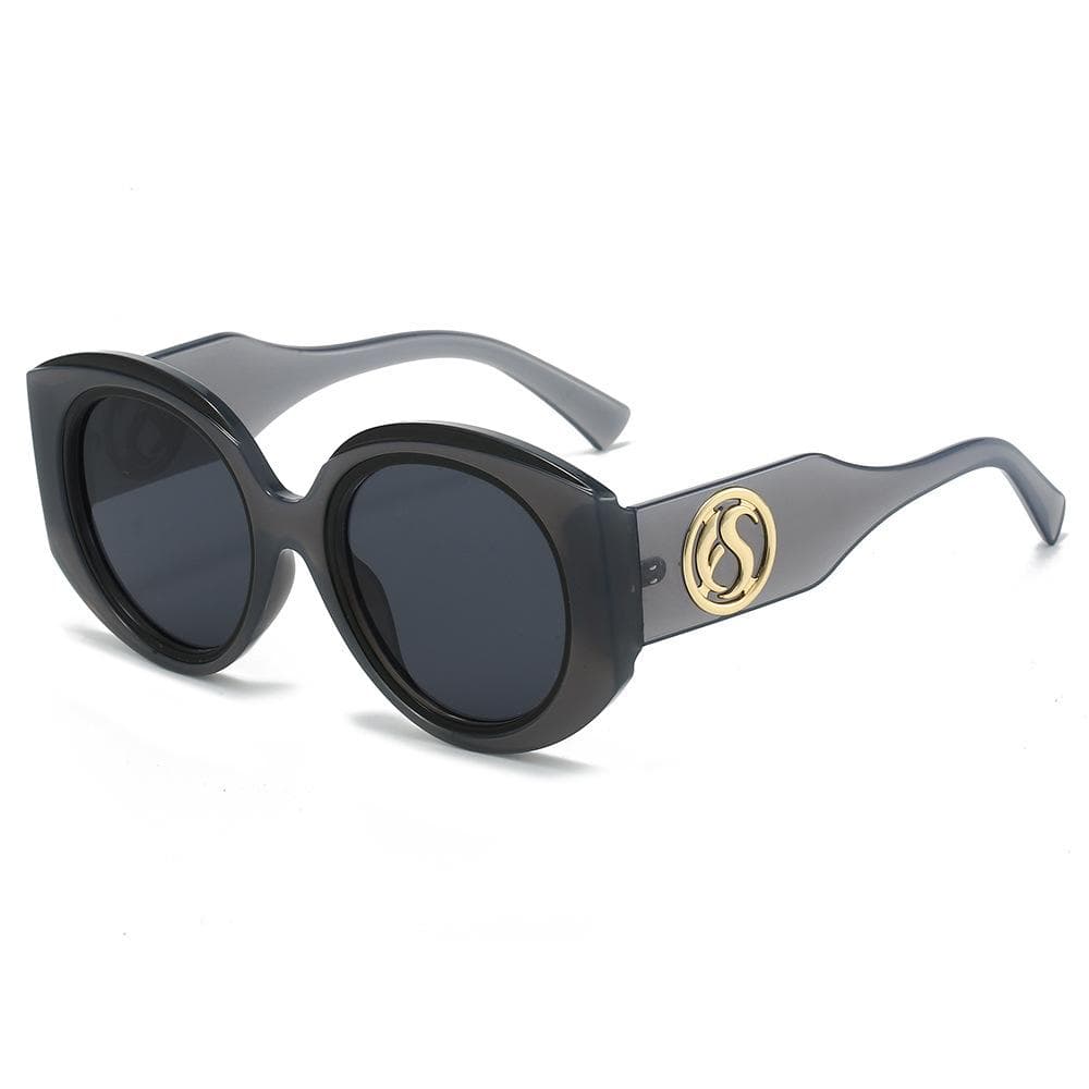 New Retro Gradient Round Frame Women Sunglasses Y2K Color Block Trendy All Match Casual Men UV400 Sun Glasses as  picture