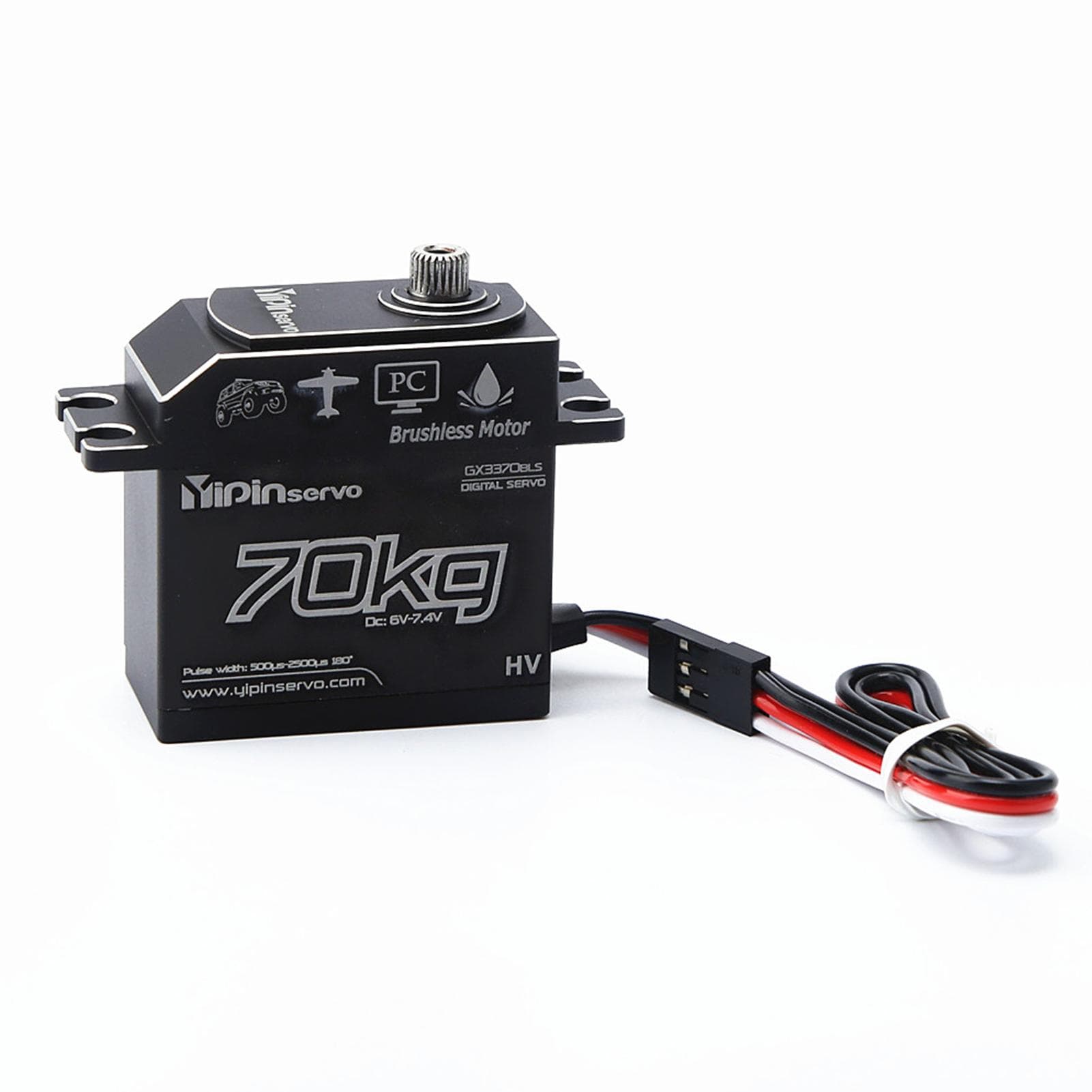 GX3370BLS 70KG Digital Servo IP67 Waterproof Steering Servo 180 degrees Full Metal Body Stainless Steel