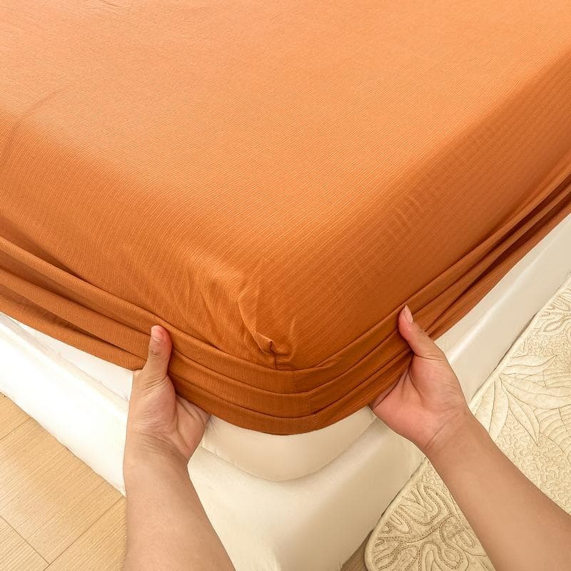 Cotton Fitted Sheet Solid Color with Elastic Band Non Slip Adjustable Mattress Cover for Double King Queen Bed 150x200 200x220cm 90x200cm 1pc