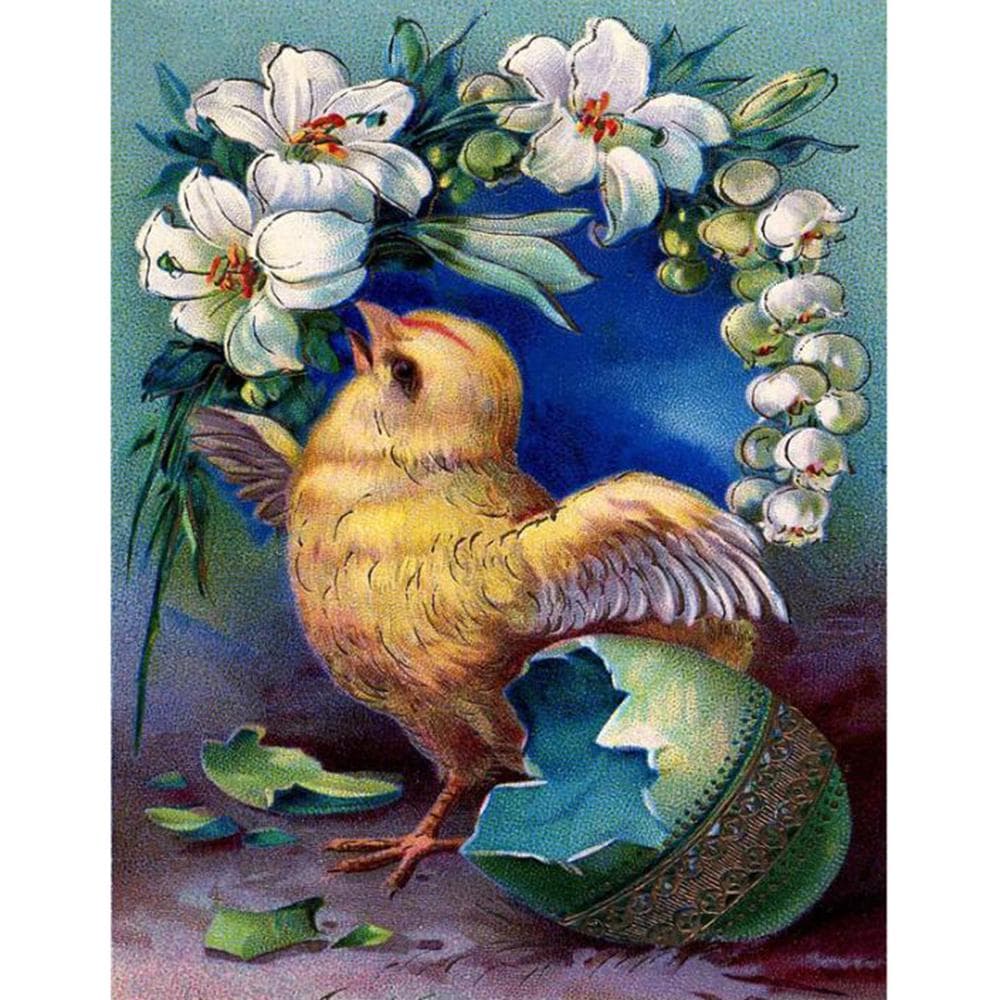 5D DIY Diamond Painting Full Round Drill Bird with Flower Diamond Embroidery Cross Stitch 20X30CM