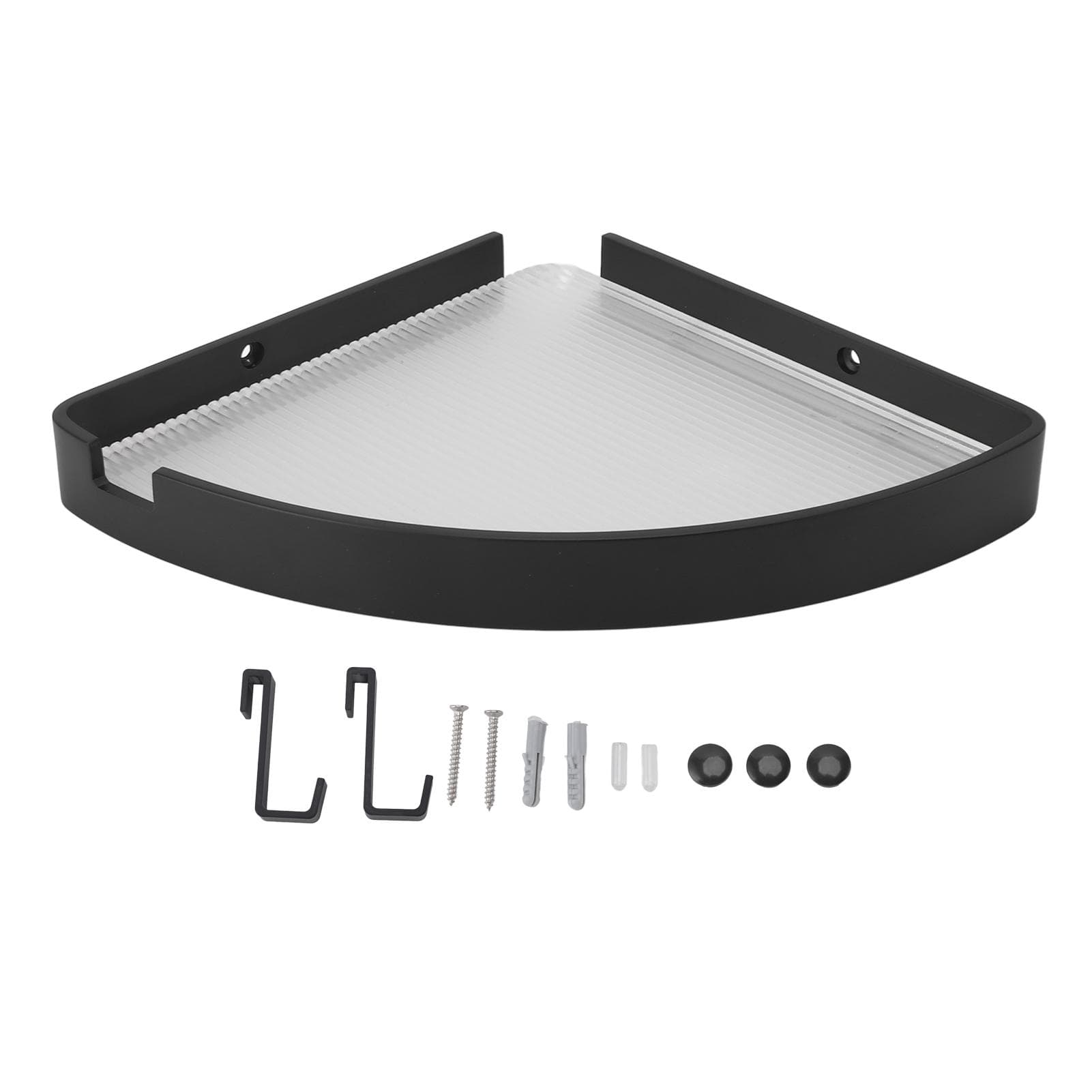 Shower Corner Shelf Wall Mounted Triangular Corner Floating Shelf No Drilling Space Saving Corner black