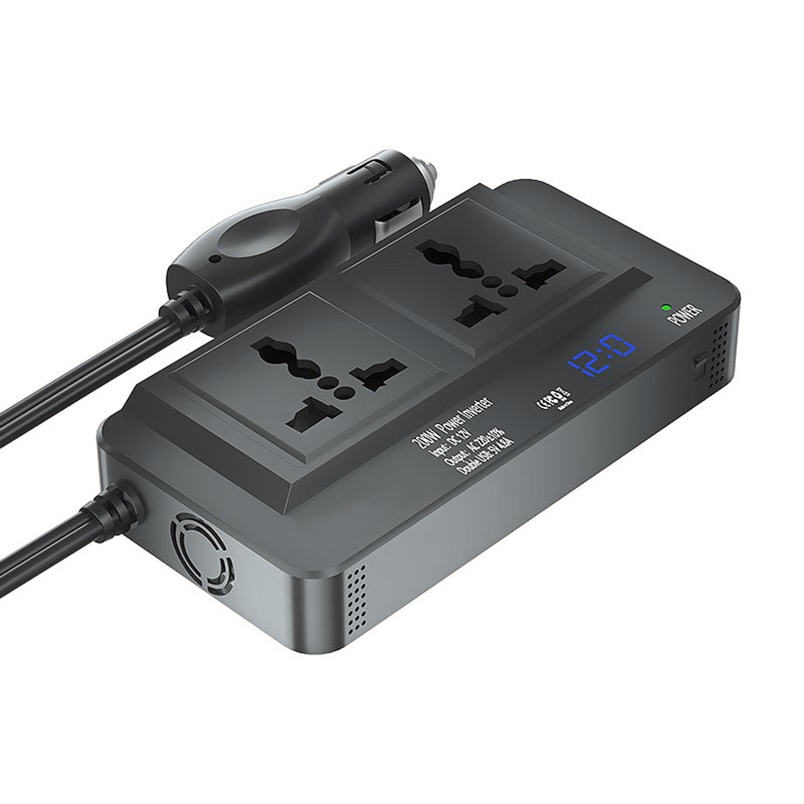 200W Power Inverter DC 12V to 220V AC Car Power Inverter 4 USB Ports Charger Adapter Car Plug