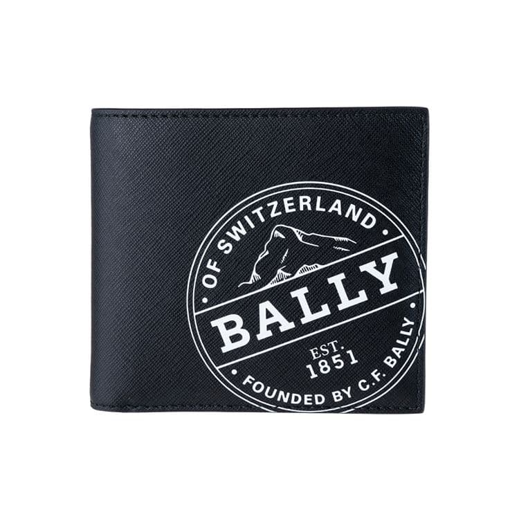Bally Classic Logo Canvas Wallet Business Card Holder Coin Purse Men wallet Black 6237366 Basic Set (Bag+Dust Bag)
