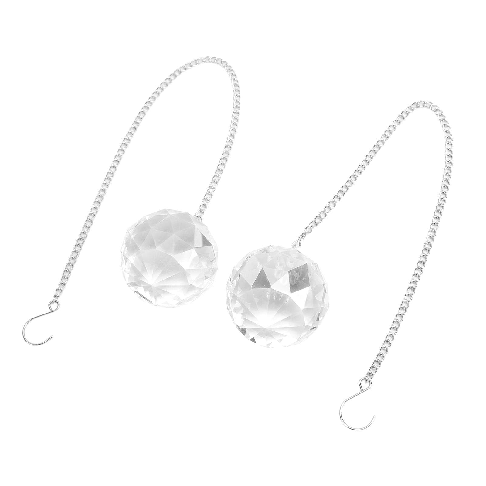 2pcs Crystal Ball Prism Pendant Suncatcher Window Suncatcher Rainow Maker Ornament with Chain for transparent