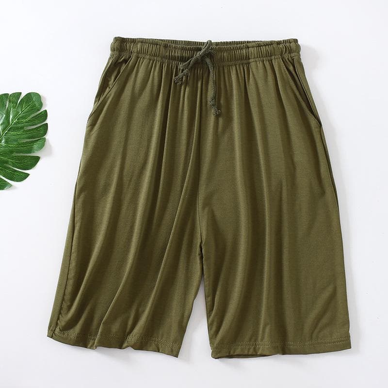 Men's Loose Shorts Thin Elasticity Breathable Stretch Quick-Drying Casual Plus Size Pajama Pants Beach Shorts 6XL dark green