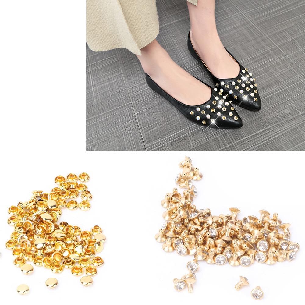 Cloth Crystal Inlay Rapid 7mm Rivets Spots Studs Cap for DIY Leather Craft Decoration(#4) 6mm
