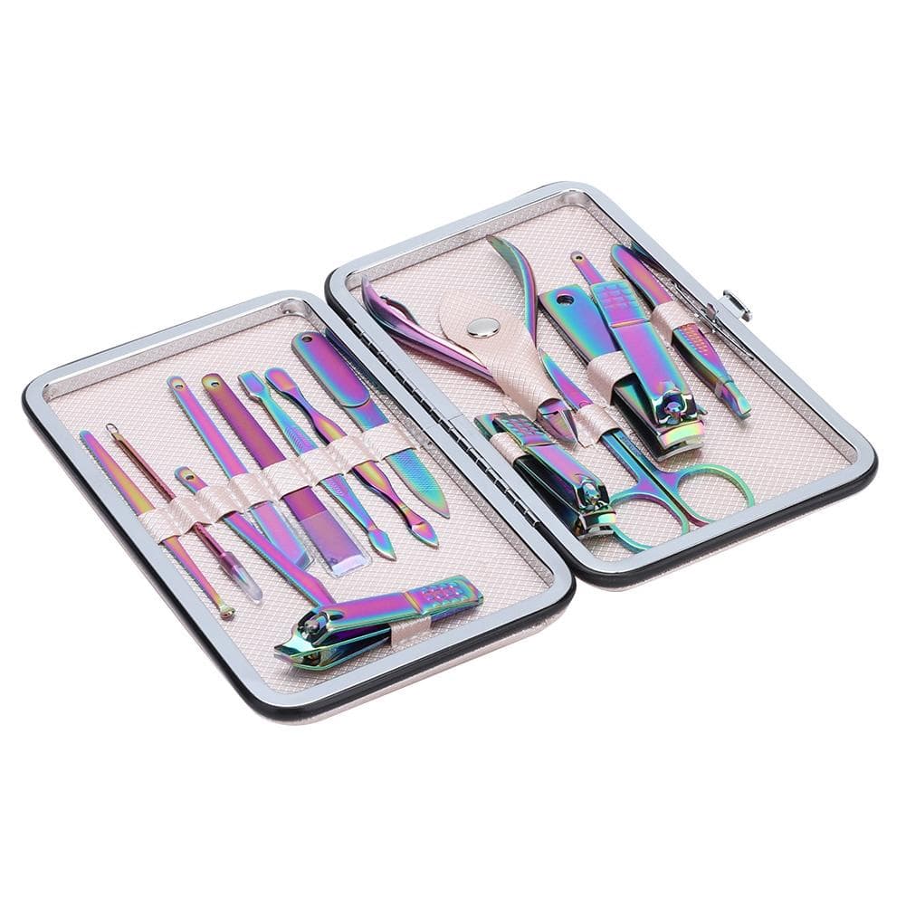 15PcsSet Portable Nail Clippers Manicure Scissors Grooming Tool Kit Stainless Steel Rustproof