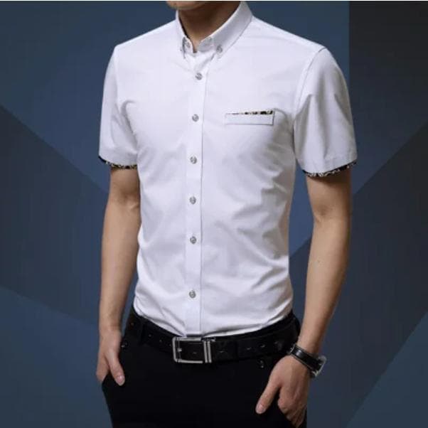 Short -Sleeved Shirts Men 'S Summer Short -Sleeved Men 'S Shirts XL floral white