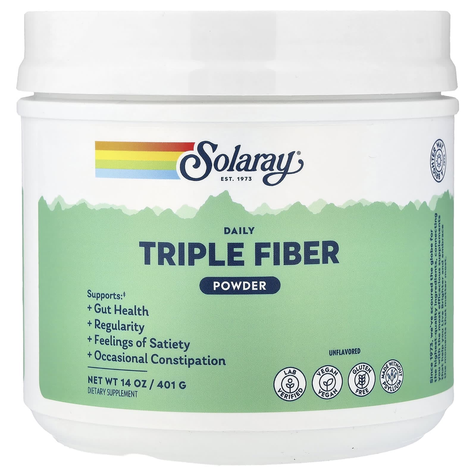 Solaray, Daily Triple Fiber Powder, Vegan, 401g (14oz)