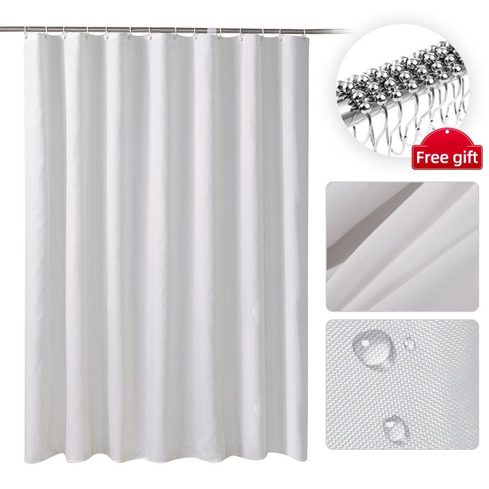 1PC Shower Curtain Household Plain Color Thickened Impermeable Cloth Quick Drying Waterproof and 180cm * 220cm white