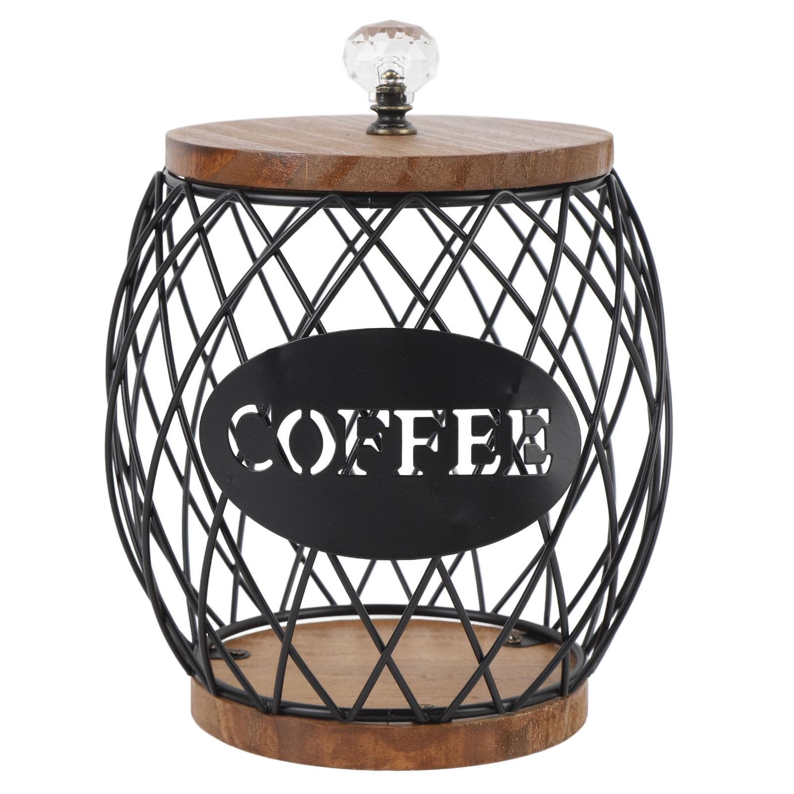 Coffee Capsule Holder Fruit Shaped Stylish Coffee Pod Storage with Wooden Base Lid Home Decor Black Black