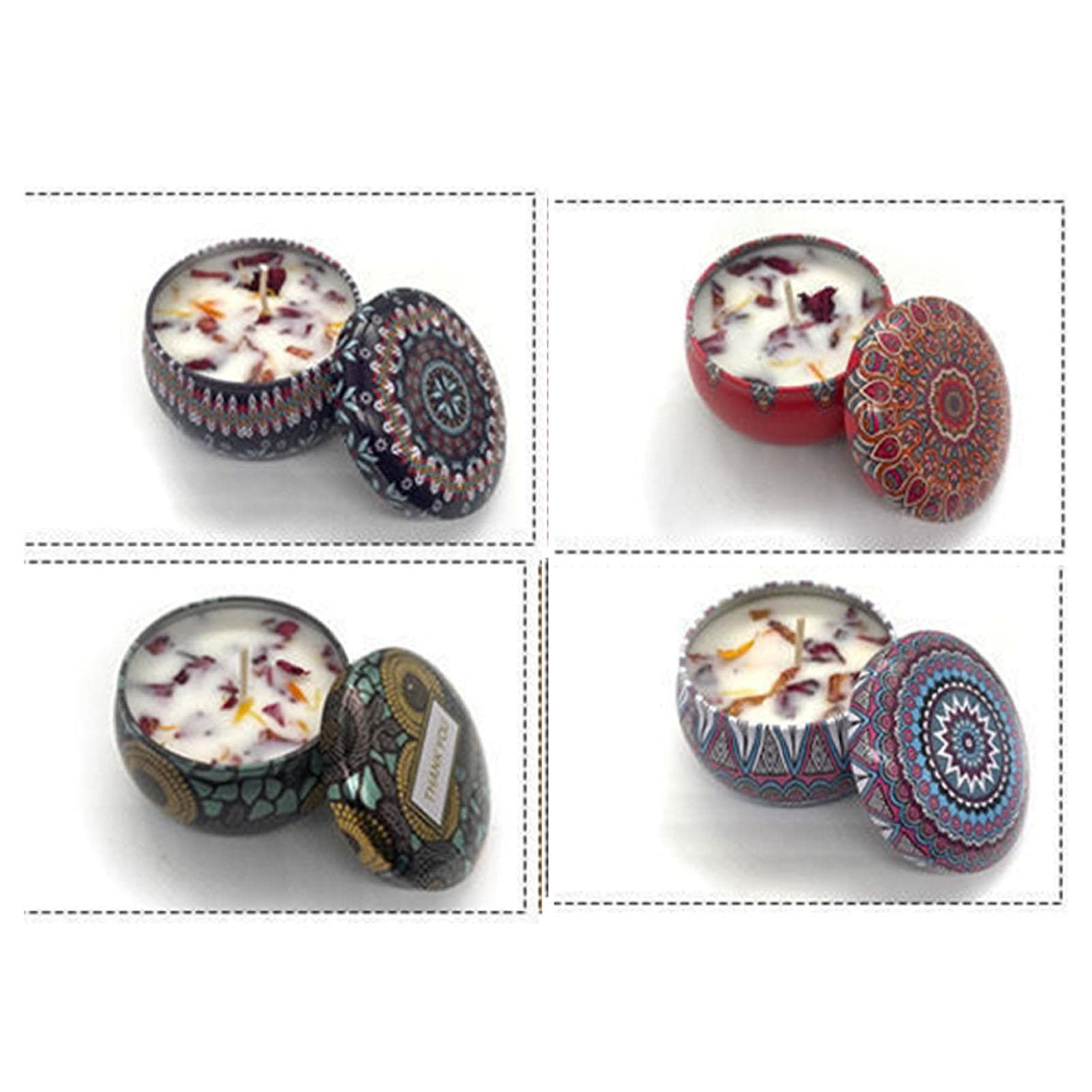 Scented Candles Set with Rose Lavender Lemon Cocoa Scents Portable Aromatherapy Candle for