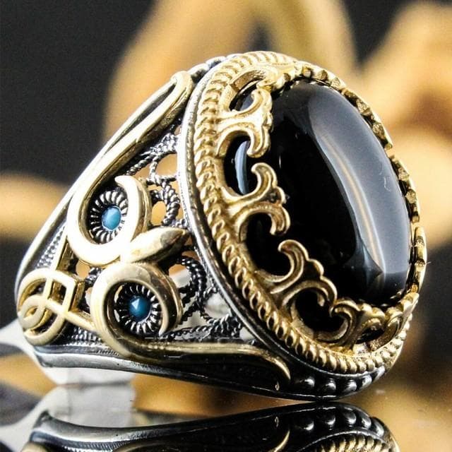 Inlaid Emerald Men's Luxury Ring Personality Retro Domineering Gem Sapphire Ring To Attend The Banquet Party Business Jewelry 7