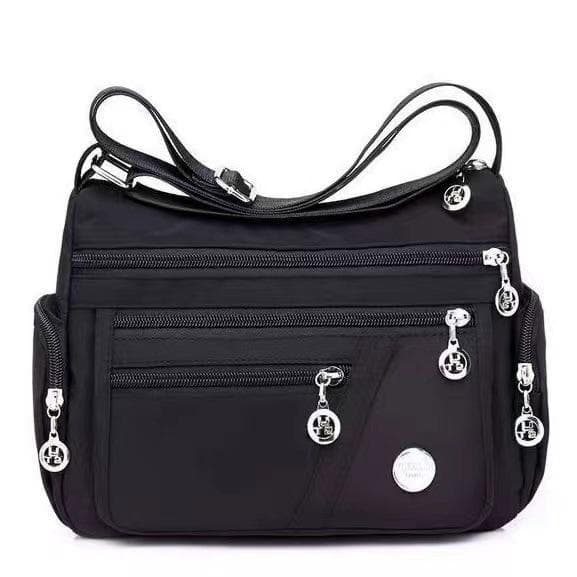 Women's Waterproof Oxford Multi-Compartment Shoulder Bag – Stylish Travel Accessory for All Ages black