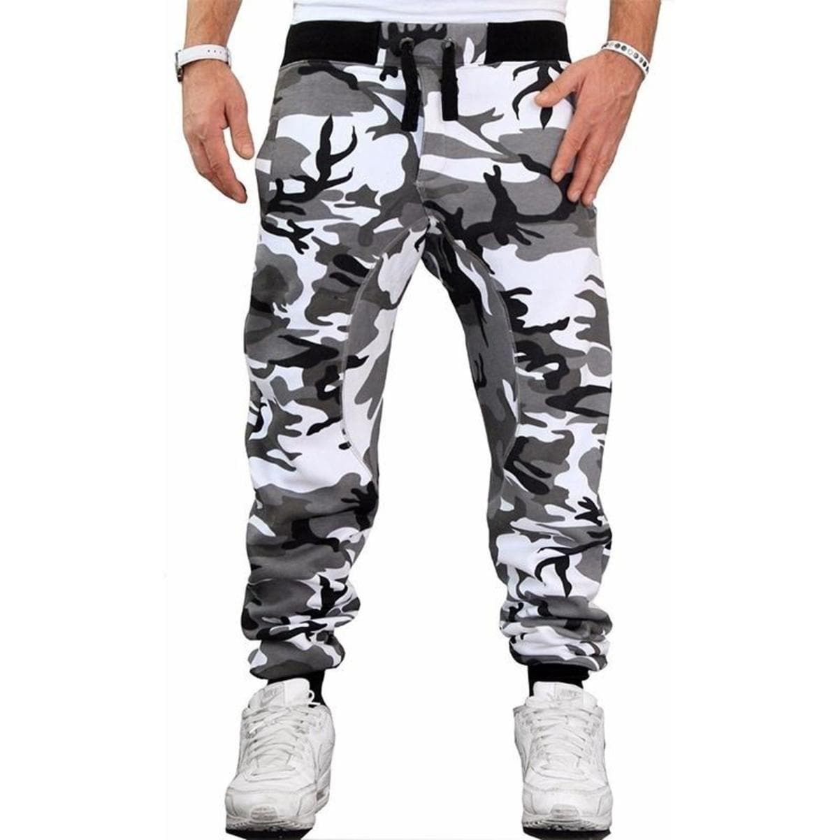 Men's Camouflage Trousers Jogging Trousers Sports Pants Fitness Sport Jogging Army XL camouflage/white