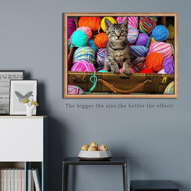 Diamond Embroidery Tabby Cat Cartoon Handmade Diamond Painting Needlework Cross Stitch Home Decor 20X30CM