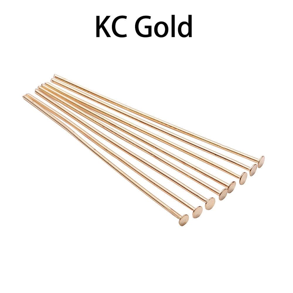 100-200pcs/bag 20 25 30 40 50 60 70 mm Flat Head Pins Gold/Copper/Rhodium Headpins For Jewelry Findings Making DIY Supplies 200Pcs x 40mm