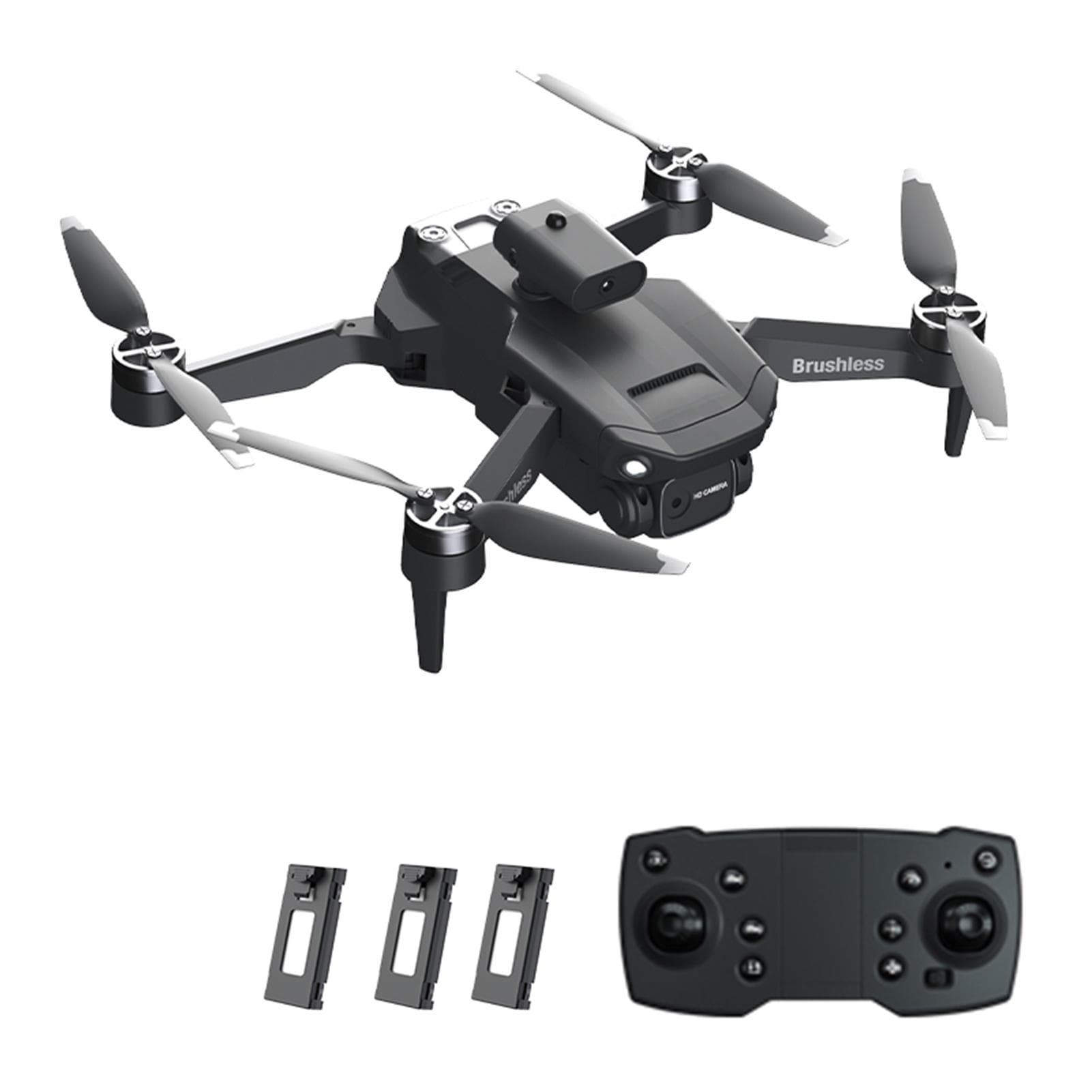 Remote Control Drone with Dual Camera 1080P Brushless Optical Flow Quadcopter Drone, Aerial 3 battery black