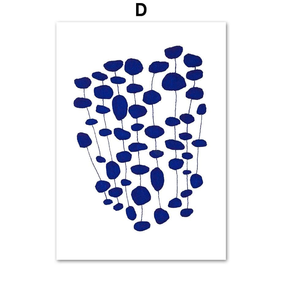 Blue Line Leaf Vase Geometry Abstract Minimalist Posters And Prints Wall Art Canvas Painting For Living Room Decorative Pictures 30X40cm No Framed