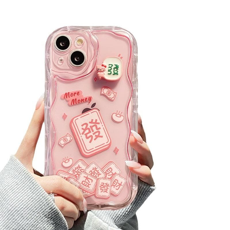 Applicable To Apple 14promax Mobile Phone Case IPhone 15/13 Mahjong Hair Pendant 11/12mini Transparent Silicone iPhone 6s Plus