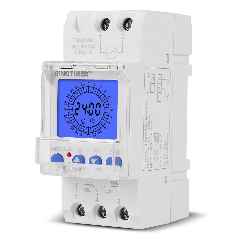Digital LCD Display 24 Hours Electronic Time Clock 85-265V Din Rail Hours Programmable Intelligent 30A multicolour