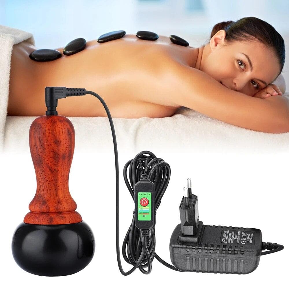 Stone Electric Gua Sha Massager Natural Stone Needle GuaSha Scraping Back Neck Face Massage Relax Muscles Skin Lift Care Spa EU Plug