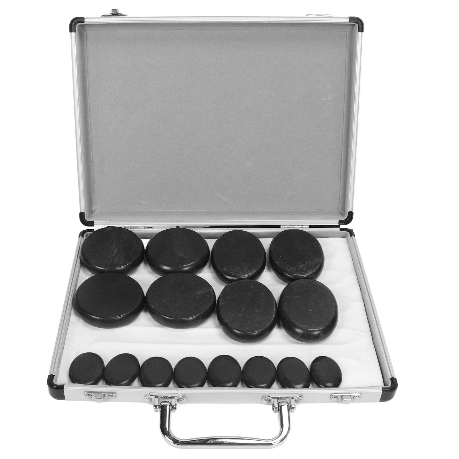 16pcs Massage Stones Warming Therapy Reduce Pain Waterless Heating Smooth Heated Stone with EU Plug