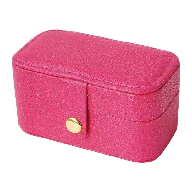 Square PU Leather Solid Pink Color Jewelry Boxes for Women Ring Necklace Earrings Storage Daity Travel Portable Cases rose red