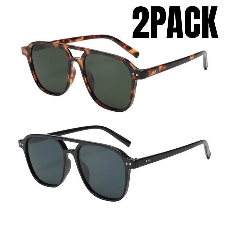 1/2PACK Fashion Double Bridges Pilot Sunglasses Women Men Retro Rivets Gradient Sun Glasses UV400 Shades Trending