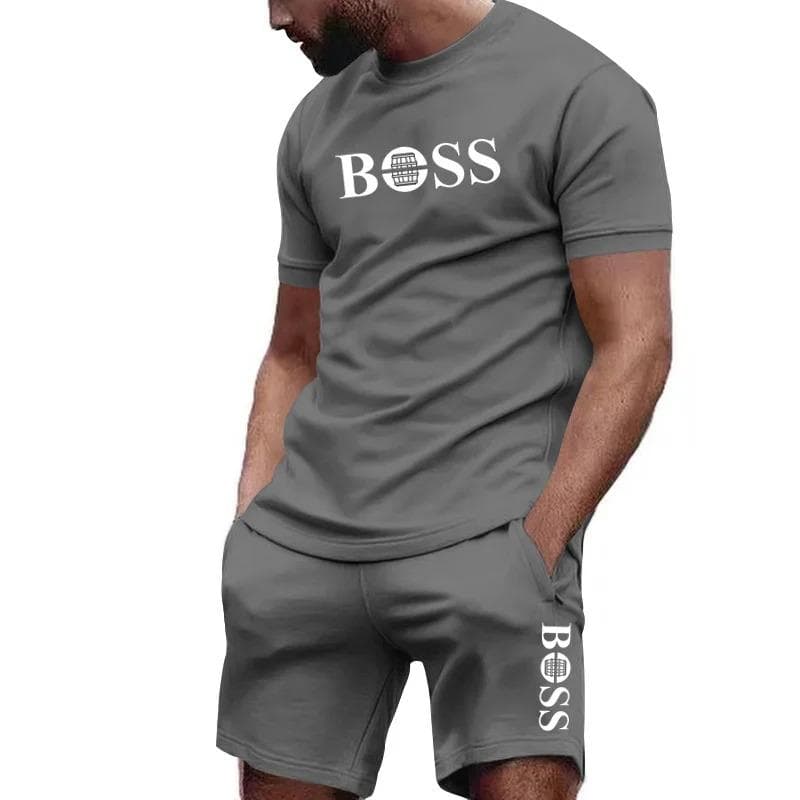 Men's two-piece sportswear, short sleeved T-shirt and pants set, running and fitness sportswear, summer 2025, big discount, 2025 6XL