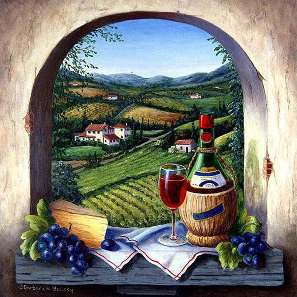 Cross Stitch Kit DIY Diamond Embroidery Grapes and wine Diamond Painting Mosaic Home Decor 30X30CM