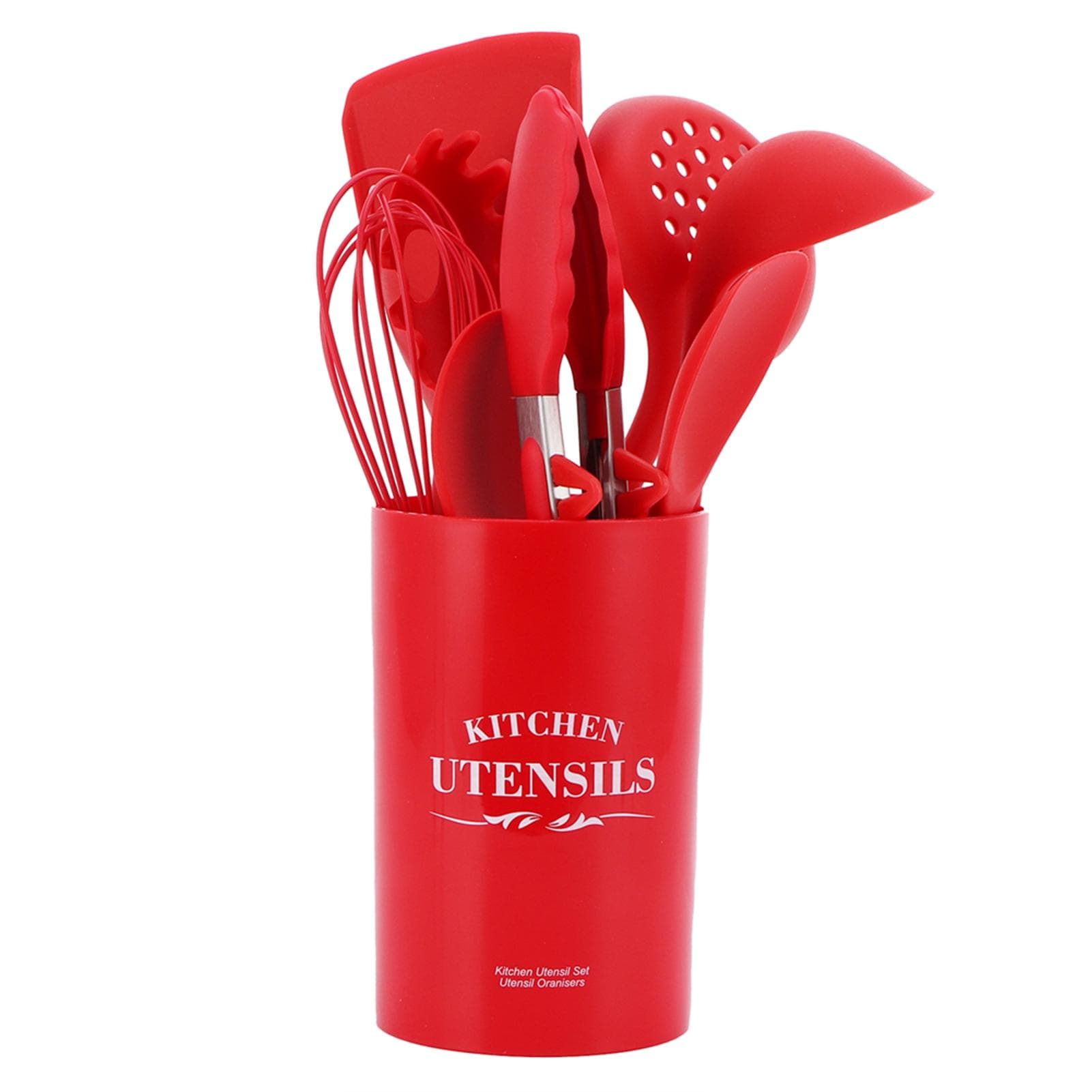 9PCs set Silicone Kitchenware NonStick Spatula Spoon Cooking Tool with Stoage Container Red