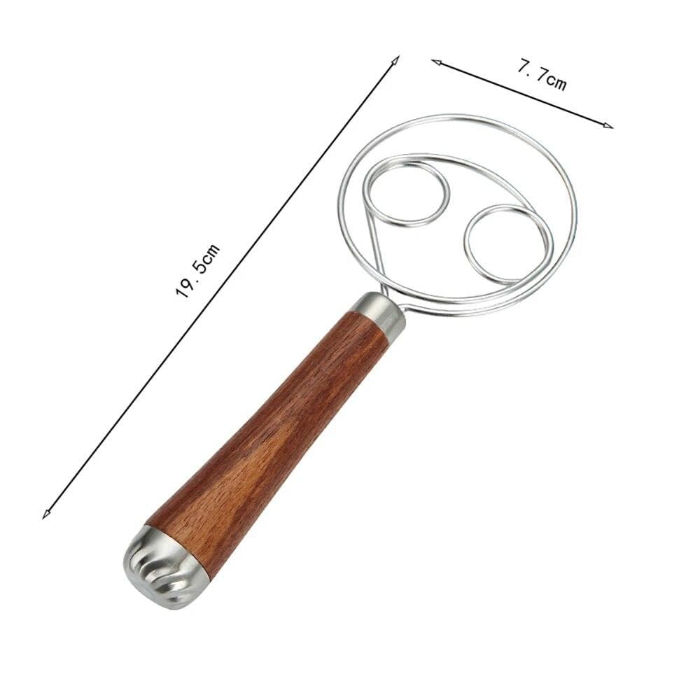 Danish Dough Whisk Wooden Handle Eggs Cream Mixing Rods Double Holes Flour Cake Stirrer Whisk Kitchen Baking Tools B