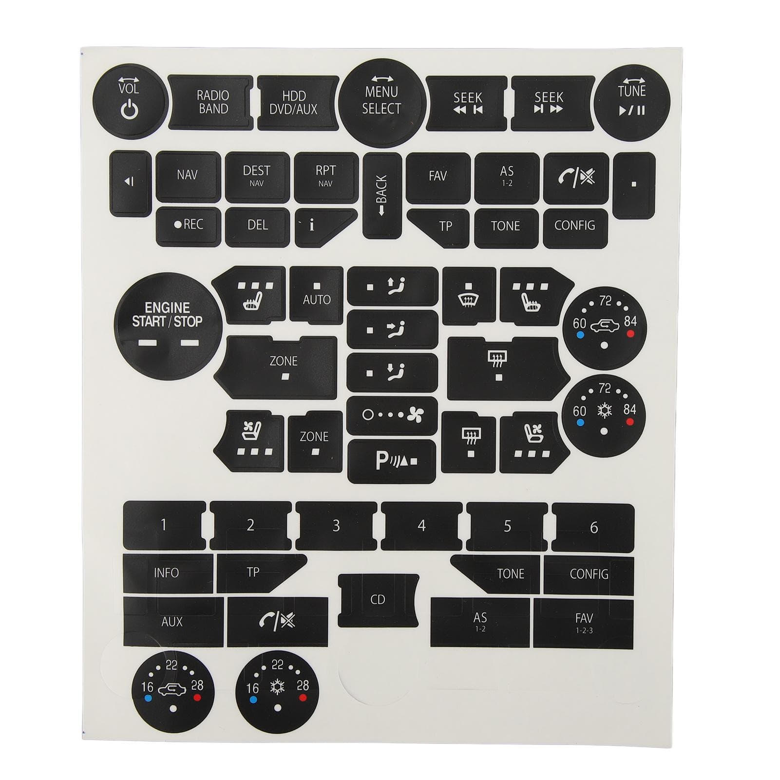 Car Interior Button Repair Decal Set Door Lock Button Decals Stickers Replacement for SAAB 3rd Gen